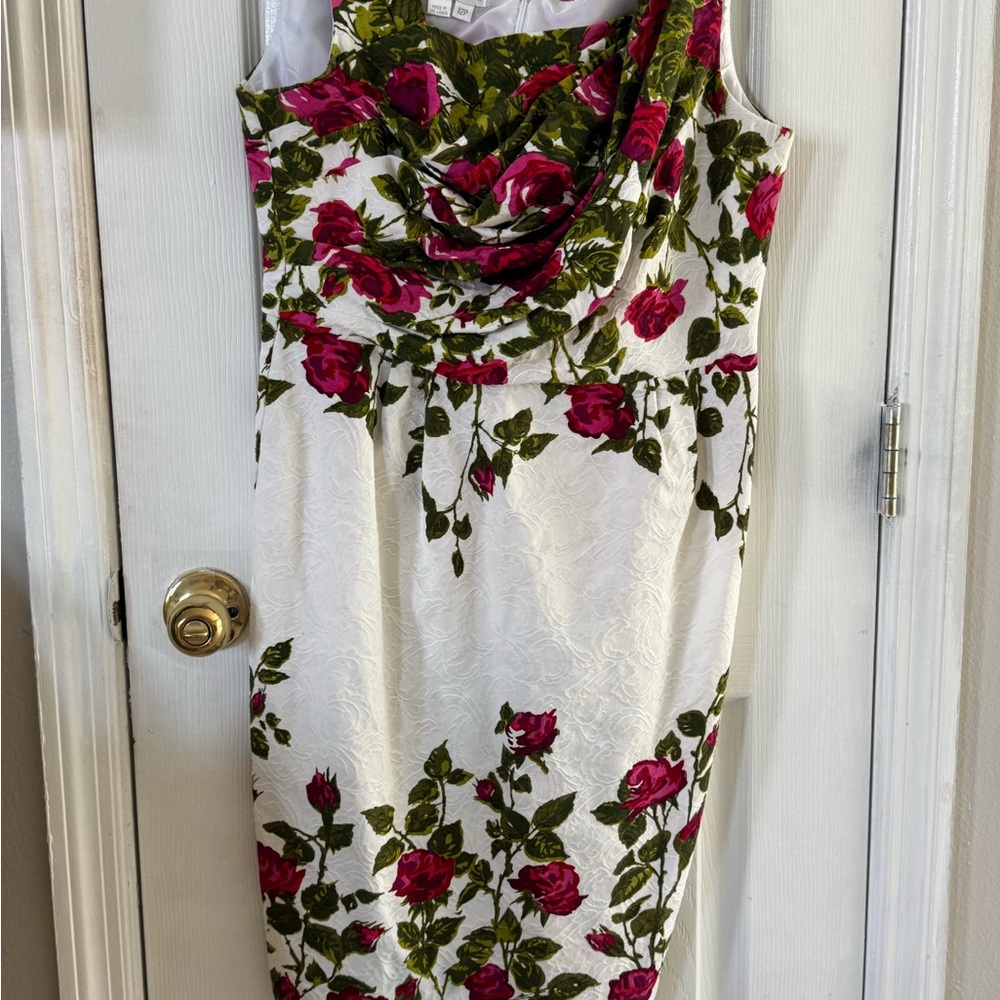 London Times Pink and Green Floral Dress